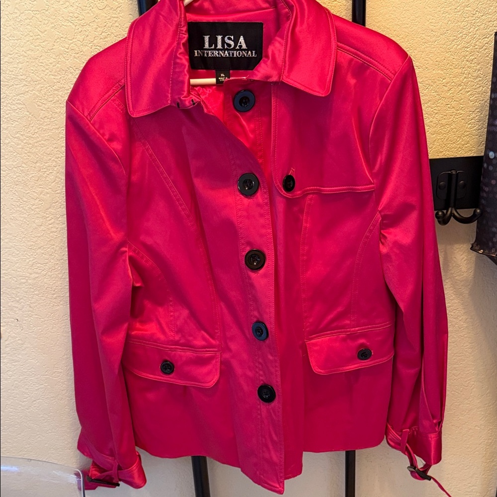 Lisa International Women's Bold Red Trench Coat